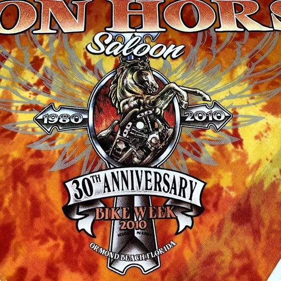 Iron Horse Saloon 2010 30th Anniversary Bike Week Bandana Handkerchief Tie Dye - Picture 3 of 4